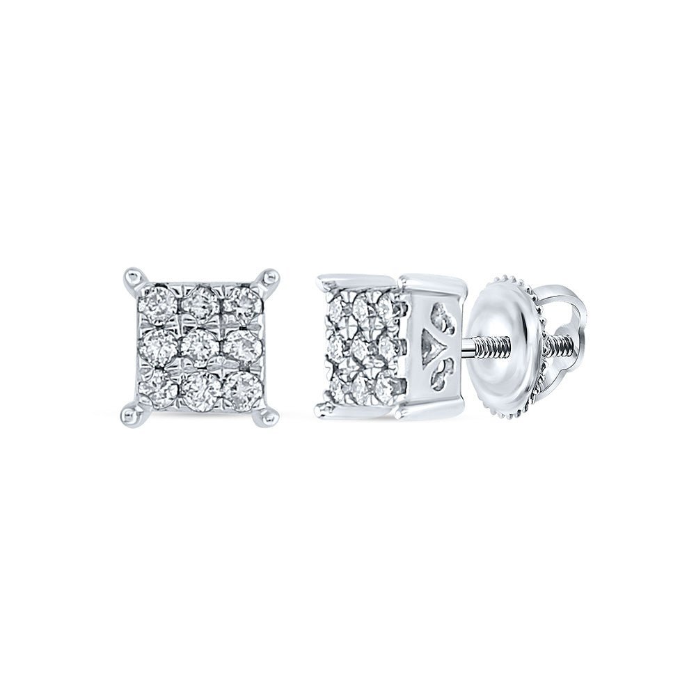 Sparkling Square Diamond Earrings in 10kt White Gold - Splendid Jewellery
