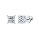 Sparkling Square Diamond Earrings in 10kt White Gold - Splendid Jewellery