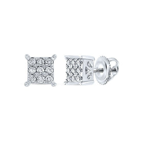 Sparkling Square Diamond Earrings in 10kt White Gold - Splendid Jewellery