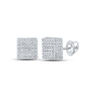 Sparkling Square Diamond Earrings in 10kt White Gold - A Captivating Statement of Elegance - Splendid Jewellery
