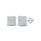 Sparkling Square Diamond Earrings in 10kt White Gold - A Captivating Statement of Elegance - Splendid Jewellery