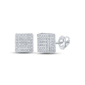 Sparkling Square Diamond Earrings in 10kt White Gold - A Captivating Statement of Elegance - Splendid Jewellery