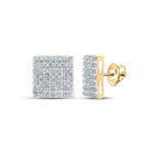 Sparkling Square Diamond Earrings in 10kt Yellow Gold - Splendid Jewellery