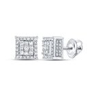 Sparkling Square Diamond Earrings in 14kt White Gold - Splendid Jewellery