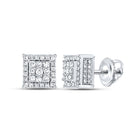Sparkling Square Diamond Earrings in 14kt White Gold - Splendid Jewellery