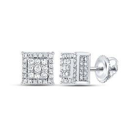 Sparkling Square Diamond Earrings in 14kt White Gold - Splendid Jewellery