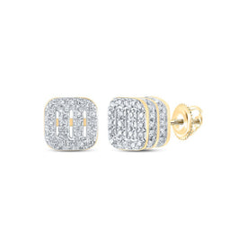 Sparkling Square Diamond Gold Earrings - Splendid Jewellery