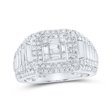 Load image into Gallery viewer, Sparkling Square Diamond Men's Ring in 10kt White Gold - 1 - 1/2 Cttw - Splendid Jewellery