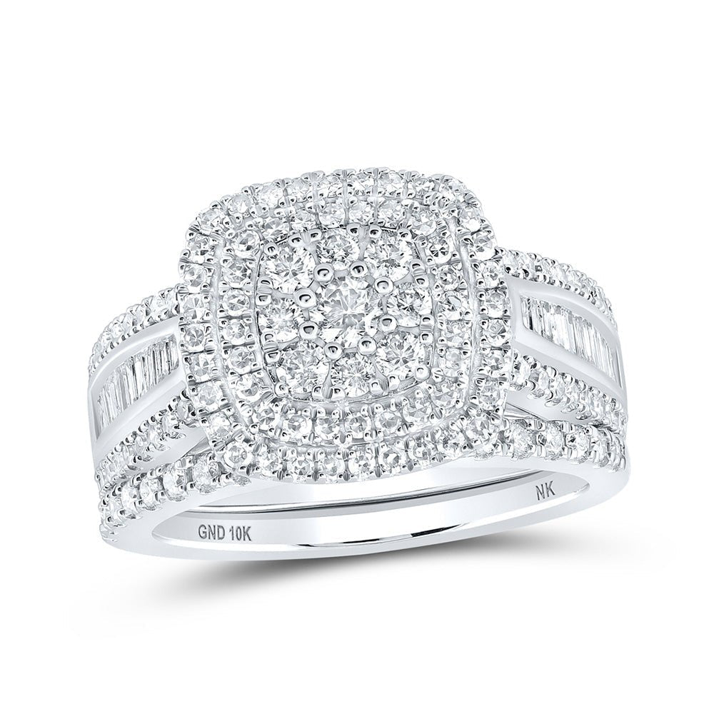 Sparkling Square Diamond Wedding Ring Band Set in 10kt White Gold - Splendid Jewellery