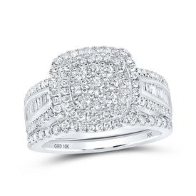 Sparkling Square Diamond Wedding Ring Band Set in 10kt White Gold - Splendid Jewellery