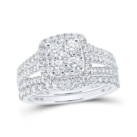 Sparkling Square Diamond Wedding Ring Band Set in 10kt White Gold - Splendid Jewellery