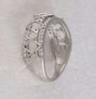 Sparkling Starlight: 10kt White Gold Women's Round Diamond Magen David Star Ring 1/5 Cttw - Splendid Jewellery