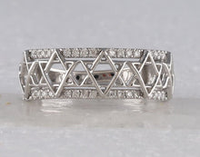 Load image into Gallery viewer, Sparkling Starlight: 10kt White Gold Women&#39;s Round Diamond Magen David Star Ring 1/5 Cttw Front view from the 10Kt White Gold Womens Round Diamond Magen David Star Ring 1 5 Cttwpin282603 collection by Splendid Jewellery