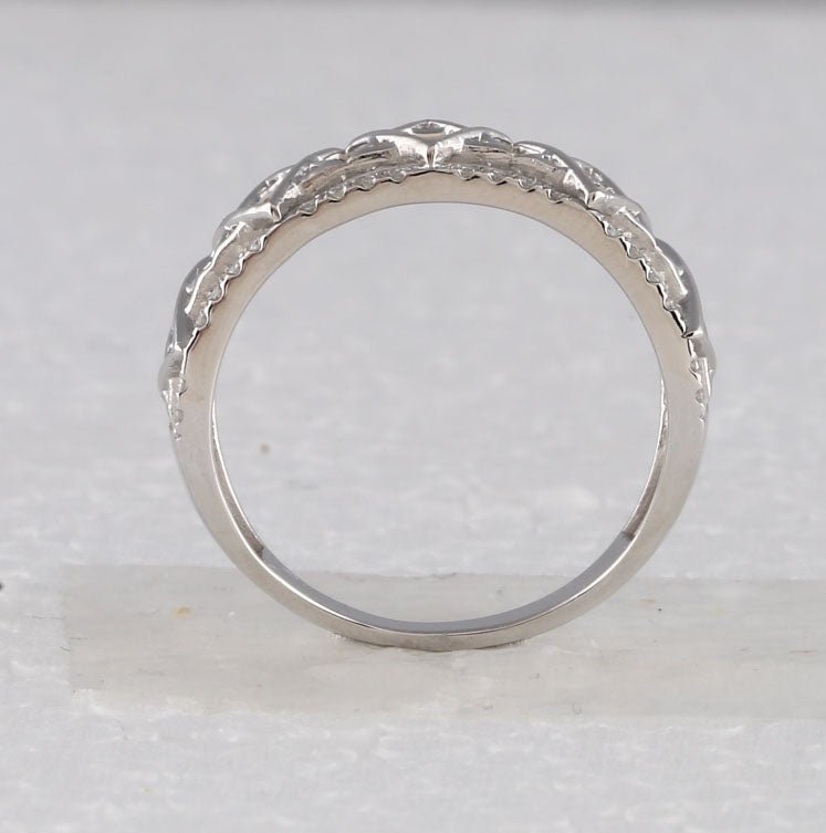 Sparkling Starlight: 10kt White Gold Women's Round Diamond Magen David Star Ring 1/5 Cttw - Splendid Jewellery