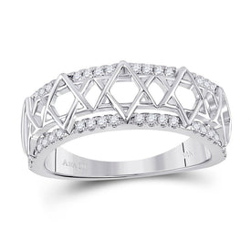Sparkling Starlight: 10kt White Gold Women's Round Diamond Magen David Star Ring 1/5 Cttw Top view from the 10Kt White Gold Womens Round Diamond Magen David Star Ring 1 5 Cttwpin282603 collection by Splendid Jewellery
