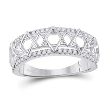 Load image into Gallery viewer, Sparkling Starlight: 10kt White Gold Women's Round Diamond Magen David Star Ring 1/5 Cttw - Splendid Jewellery