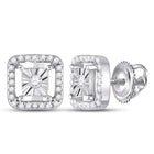 Sparkling Sterling Silver Diamond Square Earrings  Top View from Splendid Jewellery