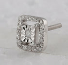 Sparkling Sterling Silver Diamond Square Earrings  Side View from Splendid Jewellery