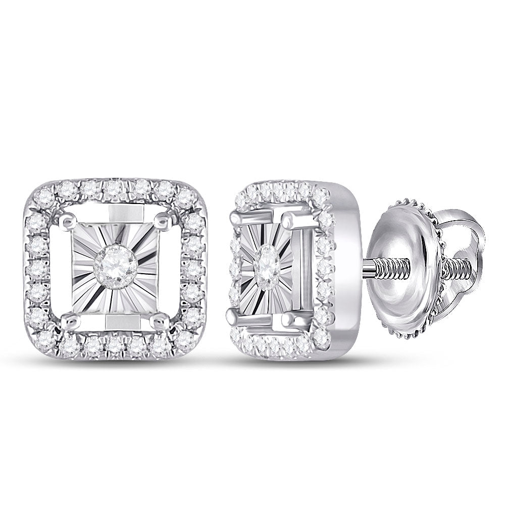 Sparkling Sterling Silver Diamond Square Earrings - Splendid Jewellery