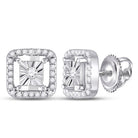 Sparkling Sterling Silver Diamond Square Earrings - Splendid Jewellery