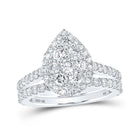 Sparkling Tears: 10kt White Gold Diamond Teardrop Bridal Wedding Ring Band Set - Splendid Jewellery