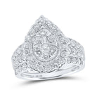 Sparkling Tears of Love | 10kt White Gold Diamond Teardrop Cluster Wedding Ring Set - Splendid Jewellery