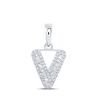 Sparkling V Initial Diamond Pendant in 10kt White Gold | Personalized Elegance and Dazzling Brilliance - Splendid Jewellery