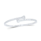 Sparkling White Gold Baguette Diamond Heart Cuff Bangle Bracelet - 2 - 5/8 Cttw - Splendid Jewellery