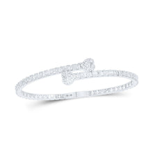 Load image into Gallery viewer, Sparkling White Gold Baguette Diamond Heart Cuff Bangle Bracelet - 2 - 5/8 Cttw - Splendid Jewellery