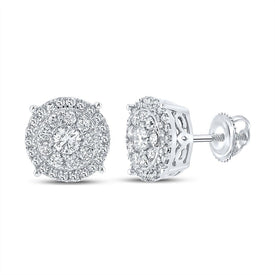 Sparkling White Gold Diamond Cluster Earrings - 5/8 Ct.t.w. - Splendid Jewellery