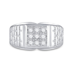 Sparkling White Gold Diamond Cluster Men's Ring - 1/4 Cttw - Splendid Jewellery