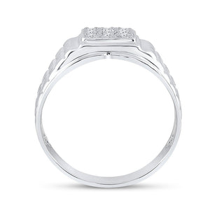 Sparkling White Gold Diamond Cluster Men's Ring - 1/4 Cttw - Splendid Jewellery