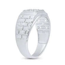 Load image into Gallery viewer, Sparkling White Gold Diamond Cluster Men&#39;s Ring - 1/4 Cttw  Side View from Splendid Jewellery