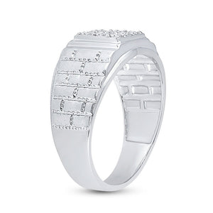 Sparkling White Gold Diamond Cluster Men's Ring - 1/4 Cttw - Splendid Jewellery