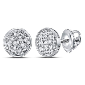 Sparkling White Gold Diamond Cluster Stud Earrings for Men - Alternate view 1 from Splendid Jewellery