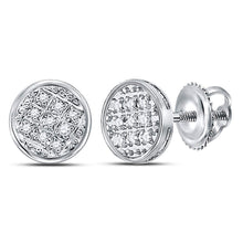 Load image into Gallery viewer, Sparkling White Gold Diamond Cluster Stud Earrings for Men - Alternate view 2 from Splendid Jewellery