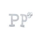 Sparkling White Gold Diamond Initial Earrings - Splendid Jewellery