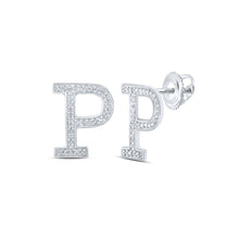 Load image into Gallery viewer, Sparkling White Gold Diamond Initial Earrings - Splendid Jewellery