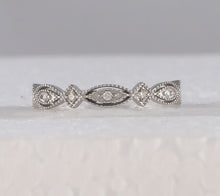 Load image into Gallery viewer, Sparkling White Gold Diamond Stackable Band Ring - Elegant and Versatile Jewelry Piece Front view from the 10Kt White Gold Womens Round Diamond Stackable Band Ring 1 8 Cttwpin280508 collection by Splendid Jewellery