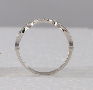 Sparkling White Gold Diamond Stackable Band Ring - Elegant and Versatile Jewelry Piece - Splendid Jewellery