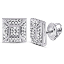 Load image into Gallery viewer, Sparkling White Gold Square Cluster Diamond Stud Earrings for Men - Splendid Jewellery