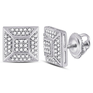 Sparkling White Gold Square Cluster Diamond Stud Earrings for Men - Splendid Jewellery