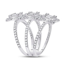 Load image into Gallery viewer, Spiral Brilliance: 14kt White Gold Womens Baguette Diamond Fashion Ring - Splendid Jewellery