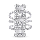 Spiral Brilliance: 14kt White Gold Womens Baguette Diamond Fashion Ring - Splendid Jewellery