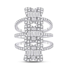 Load image into Gallery viewer, Spiral Brilliance: 14kt White Gold Womens Baguette Diamond Fashion Ring - Splendid Jewellery