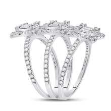 Load image into Gallery viewer, Spiral Brilliance: 14kt White Gold Womens Baguette Diamond Fashion Ring - Second Side View