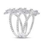 Spiral Brilliance: 14kt White Gold Womens Baguette Diamond Fashion Ring - Second Side View