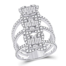 Load image into Gallery viewer, Spiral Brilliance: 14kt White Gold Womens Baguette Diamond Fashion Ring - Splendid Jewellery