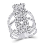 Spiral Brilliance: 14kt White Gold Womens Baguette Diamond Fashion Ring - Splendid Jewellery