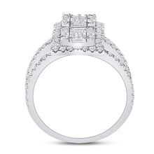 Load image into Gallery viewer, Spiral Brilliance: 14kt White Gold Womens Baguette Diamond Fashion Ring - Side View